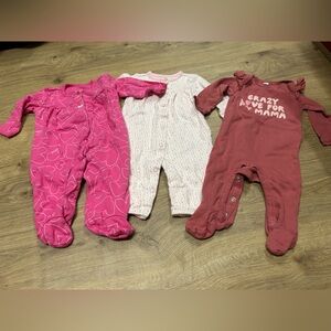 Pink and Red Baby Footies Set
